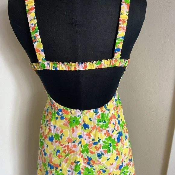 24. Sky to Moon Yellow Green Spaghetti Strap Mini Sundress for a Night Out SZ M - Picture 7 of 9